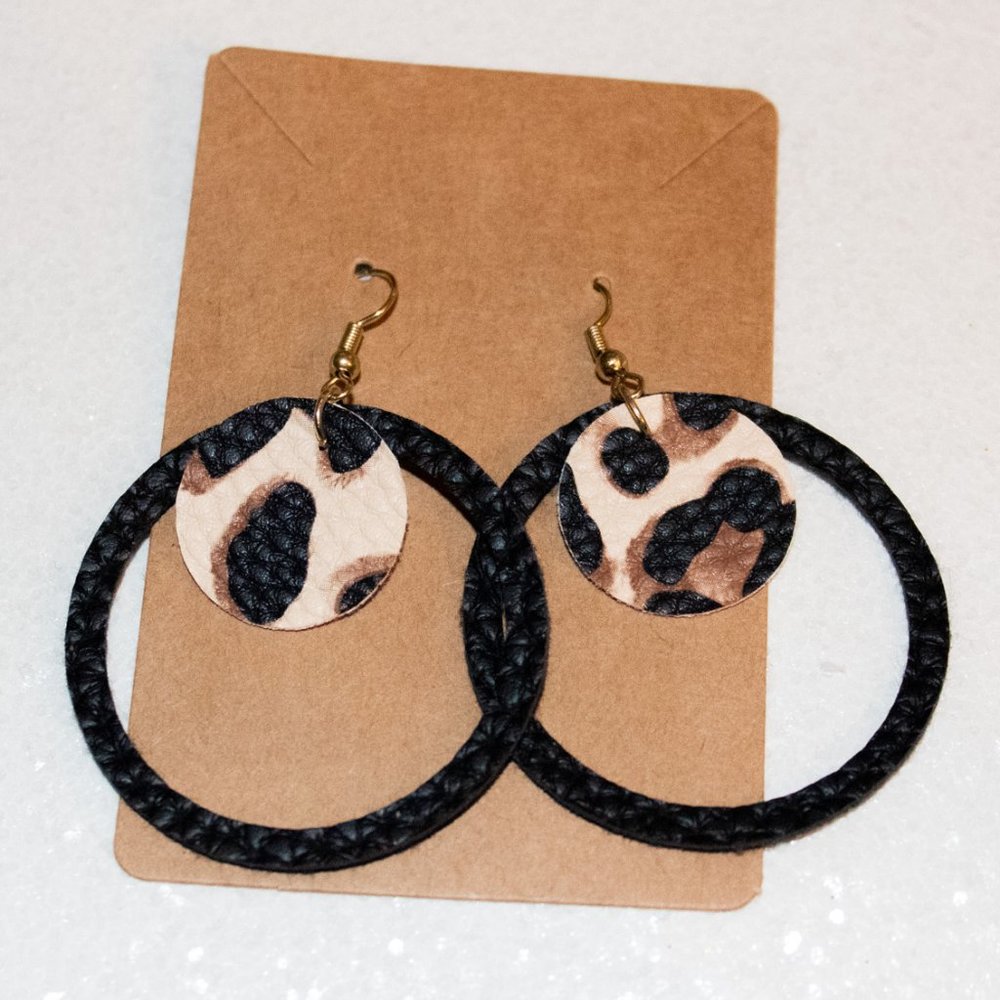 Pebbled Faux leather hoop style earrings